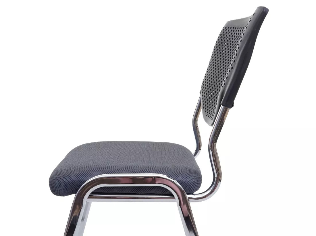 Chaise visiteur H401 Empilable (lot de 2), siège gris foncé, pieds chromés