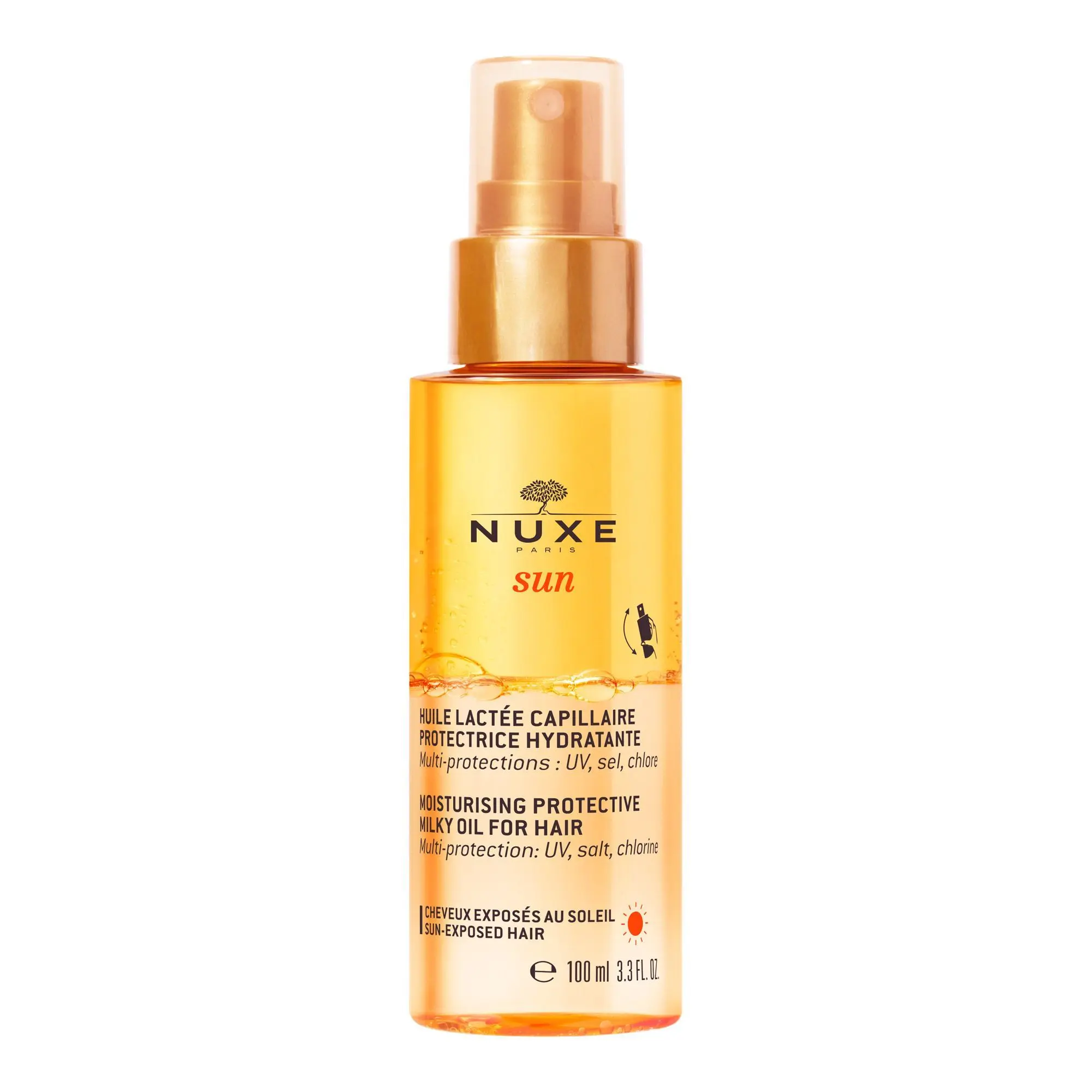 Nuxe - Huile Lactée Capillaire Protectrice Hydratante NUXE SUN Flacon Pompe 100 ml - Protection