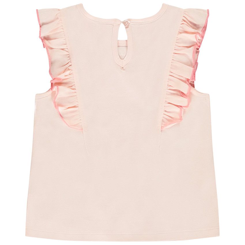 Débardeur volanté avec broderie pour bébé fille - Rose