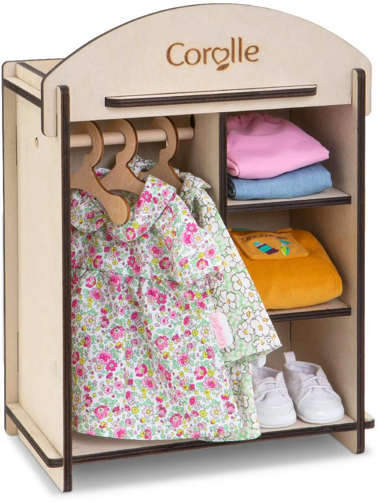 BB30\/36 - ARMOIRE EN BOIS POUR POUPON ET POUPEE DE 30 A 36 CM - COROLLE ACCESSOIRES