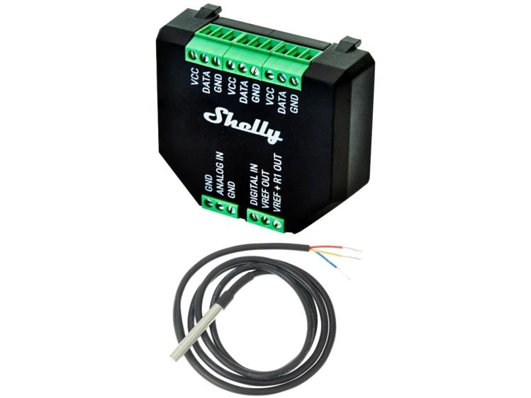 Shelly AddOn Plus Temperaturesensor Set 1 für Shelly Plus A Sensormodul für DS18B20 und DHT22 Sensoren inkl. DI und DO Schnittstelle inkl. einem Temperatursensor
