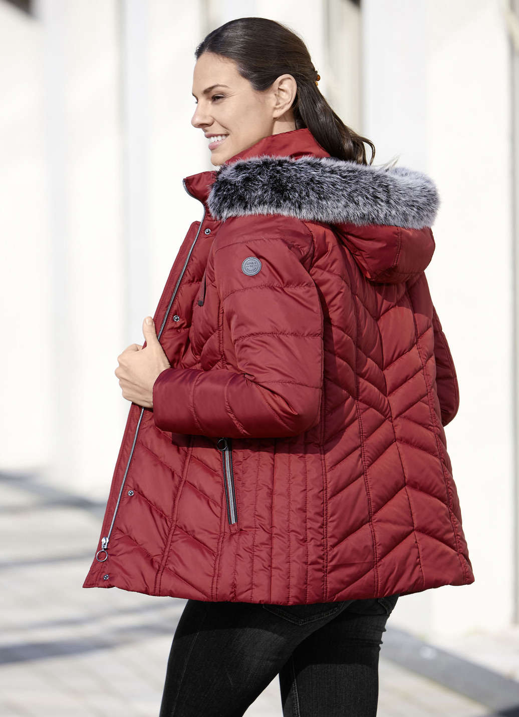 Jacke mit abnehmbarem Kunstpelz-Besatz