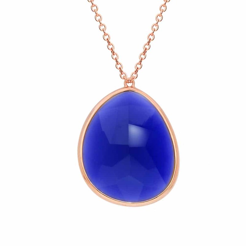 Collier Sautoir Rose Gros Galet Cristal Marine Et Prune