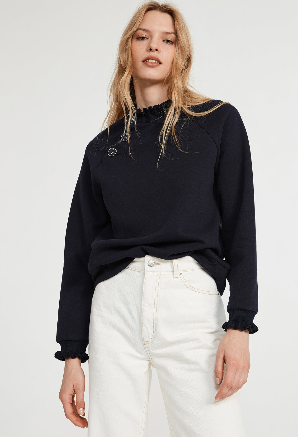 Sweatshirt &agrave; col volante