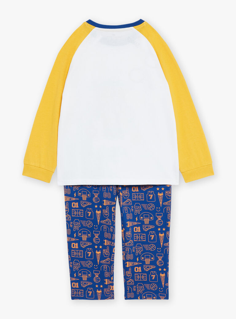 Pyjama bleu roi et jaune en jersey