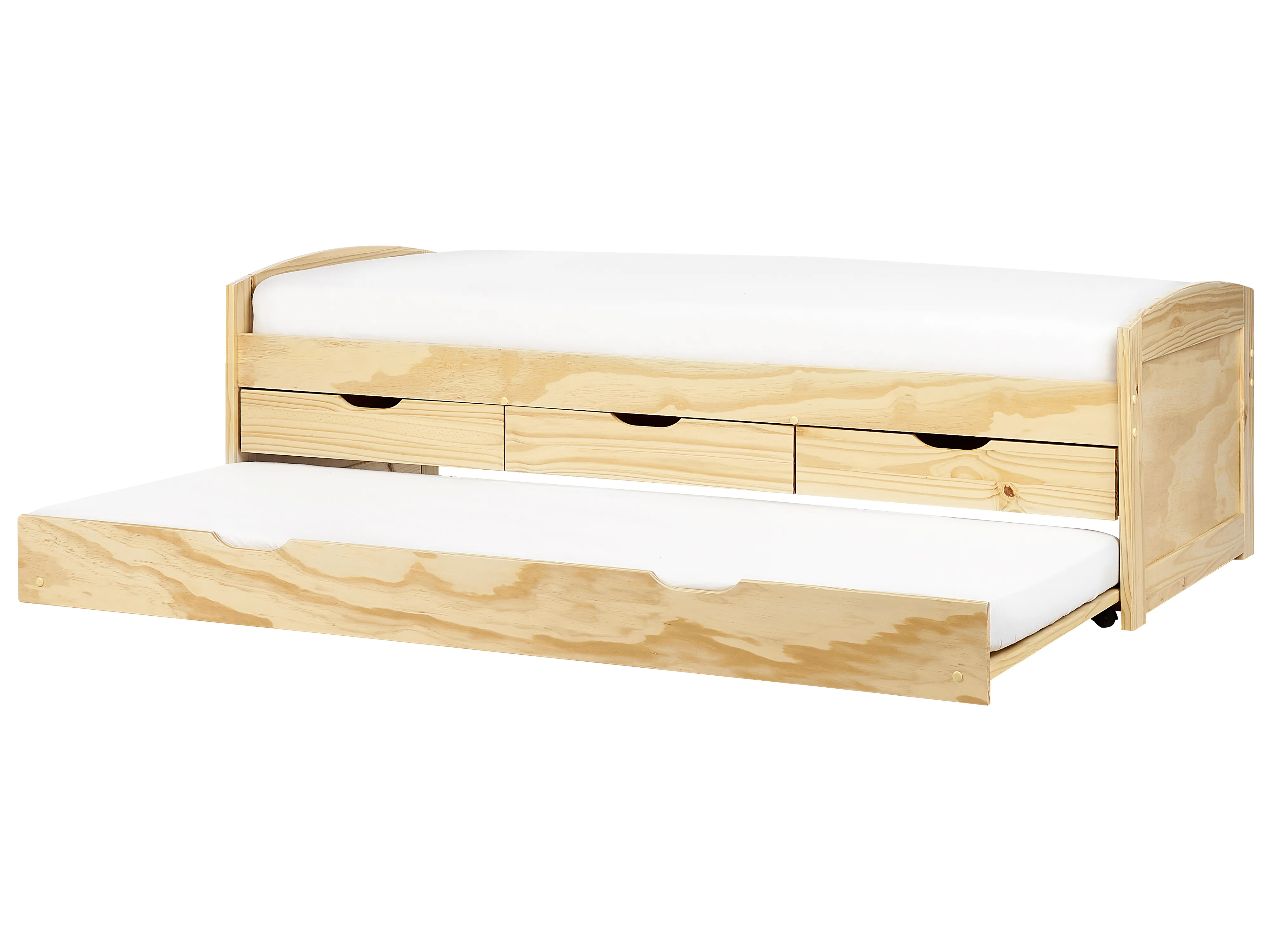 Onderschuifbed Dennenhout PETIVILLE 90 x 200 cm Lichtbruin