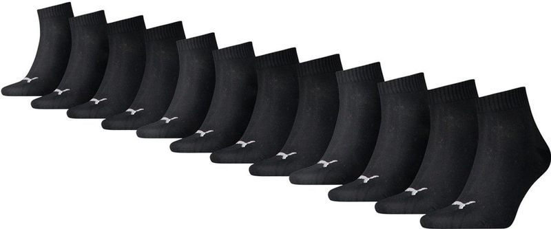 Puma - Quarter Sokken Plain - Zwart - 12-pack