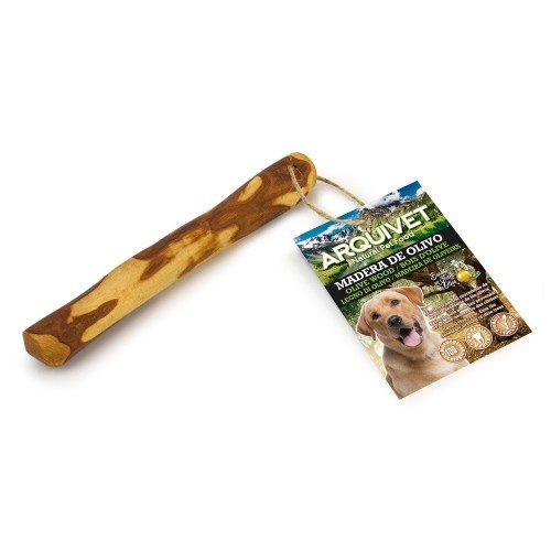 Brinquedo de madeira de oliveira natural Arquivet para cães.