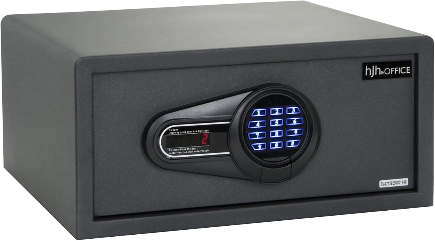 hjh OFFICE Tresor mit Zahlenschloss 25,5 L Safe COMPACT I Stahl Schwarz Möbeltresor Elektronik Schloss 20x42x37cm, 830038