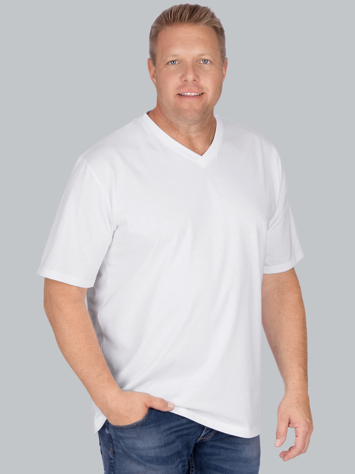 V-Shirt DELUXE Baumwolle Weiss