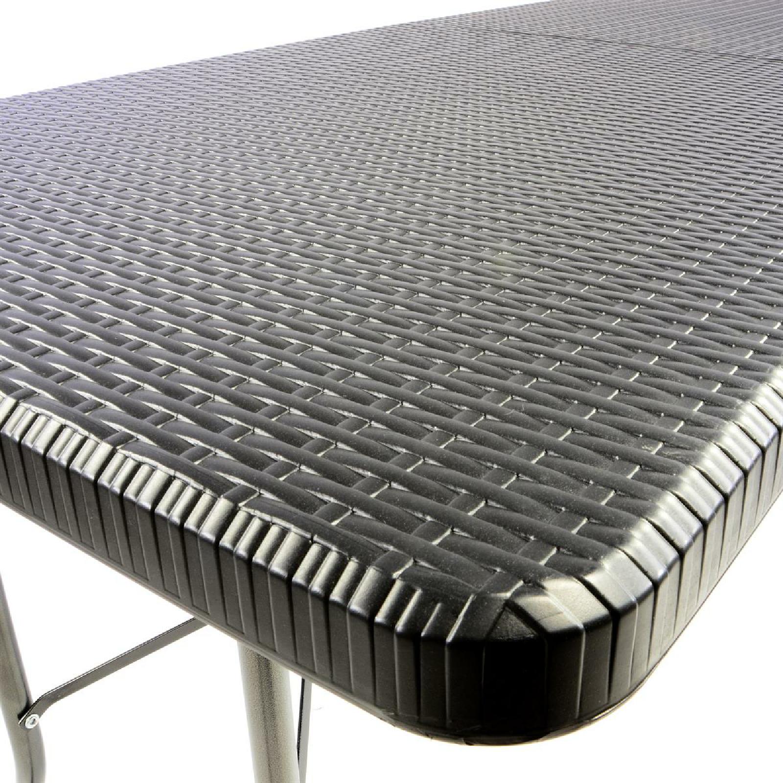VCM 3-tlg. Gartengarnitur 1 Tisch 2 Bänke klappbar Rattan-Optik Bierzeltgarnitur Set 180 cm