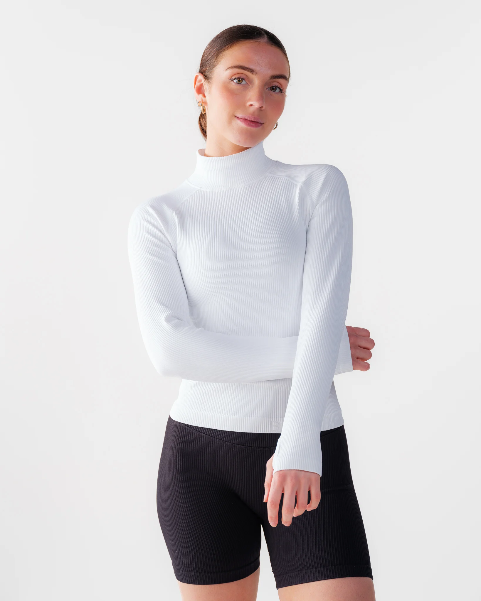 Bumpro Perfect Rib Sweatshirt Turtleneck White