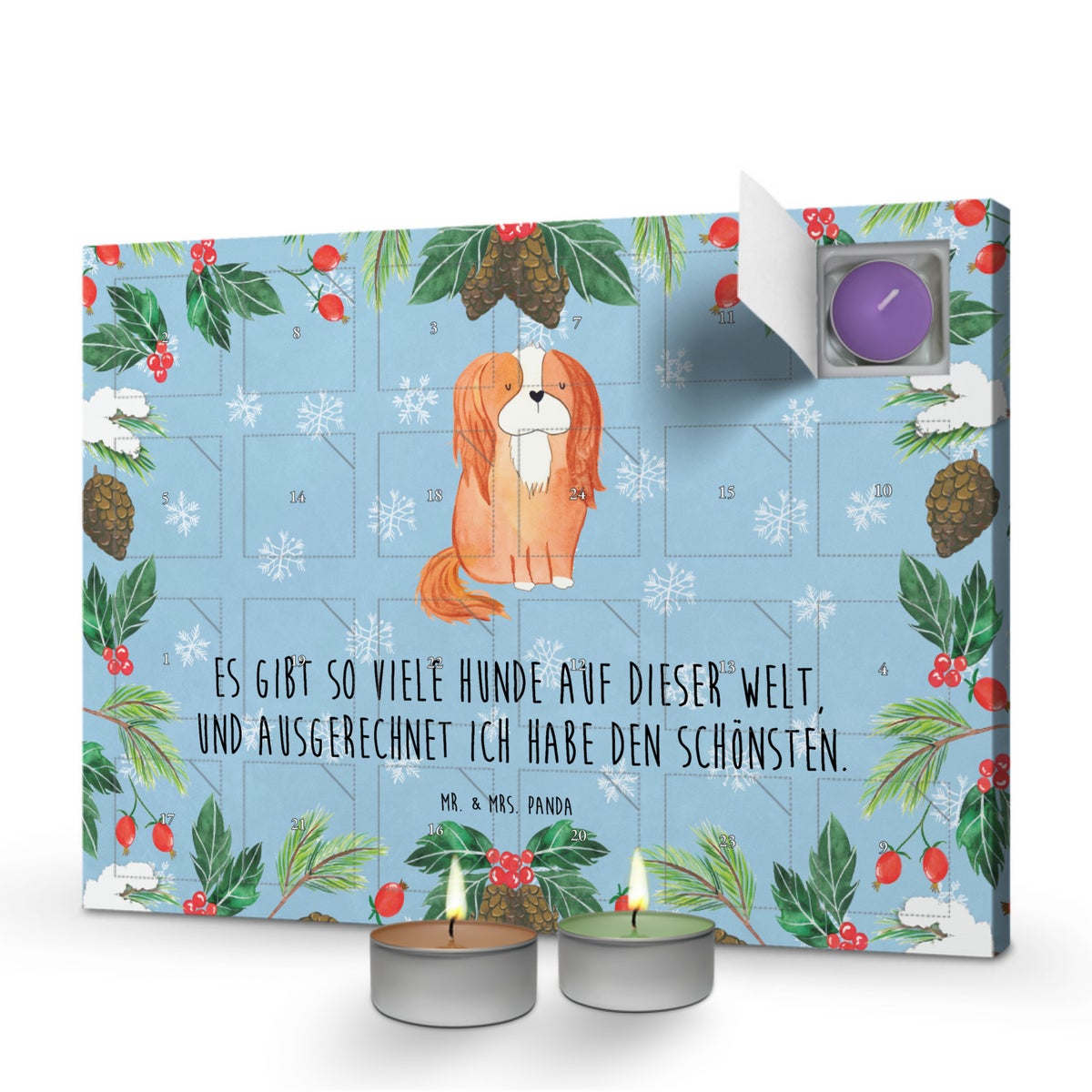 Mr. & Mrs. Panda Geurkaars Adventskalender Hond Cavalier King Charles Spaniel - Pastelblauw