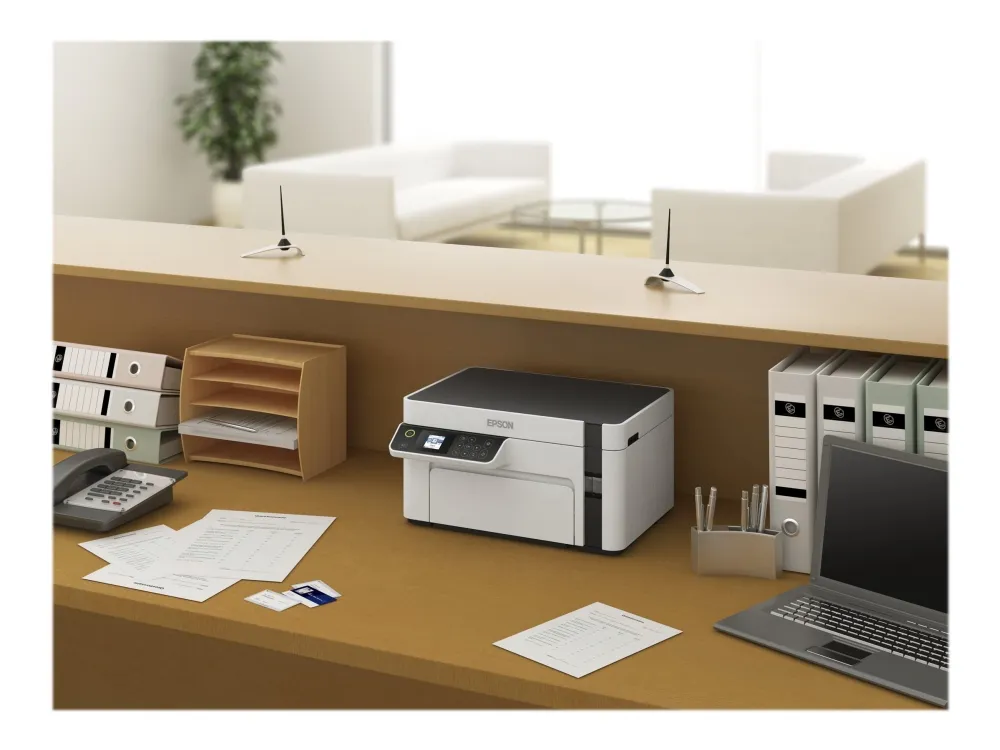 Epson EcoTank ET-M2120 - Multifunktionsprinter - S/H - blækprinter - A4/Legal (medie) - op til 15 spm (udskriver) - 150 ark - USB, Wi-Fi - hvid