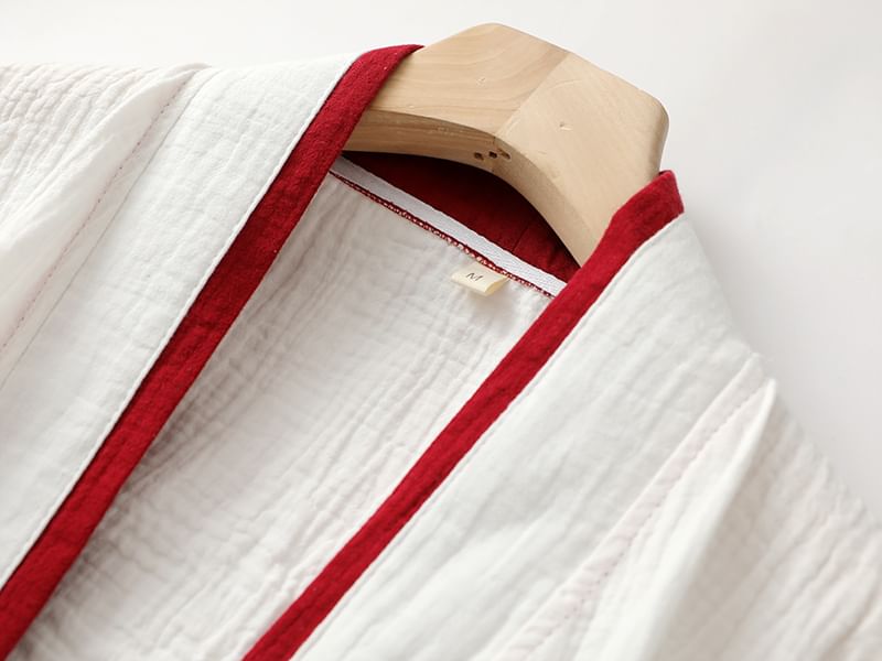 Finlies - Pyjamaset: 3/4-mouwen V-hals effen kimonotop + broek