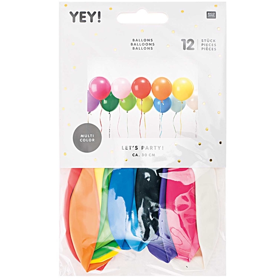 Ballons couleurs mixées, haut. 30 cm, x 12 pièces