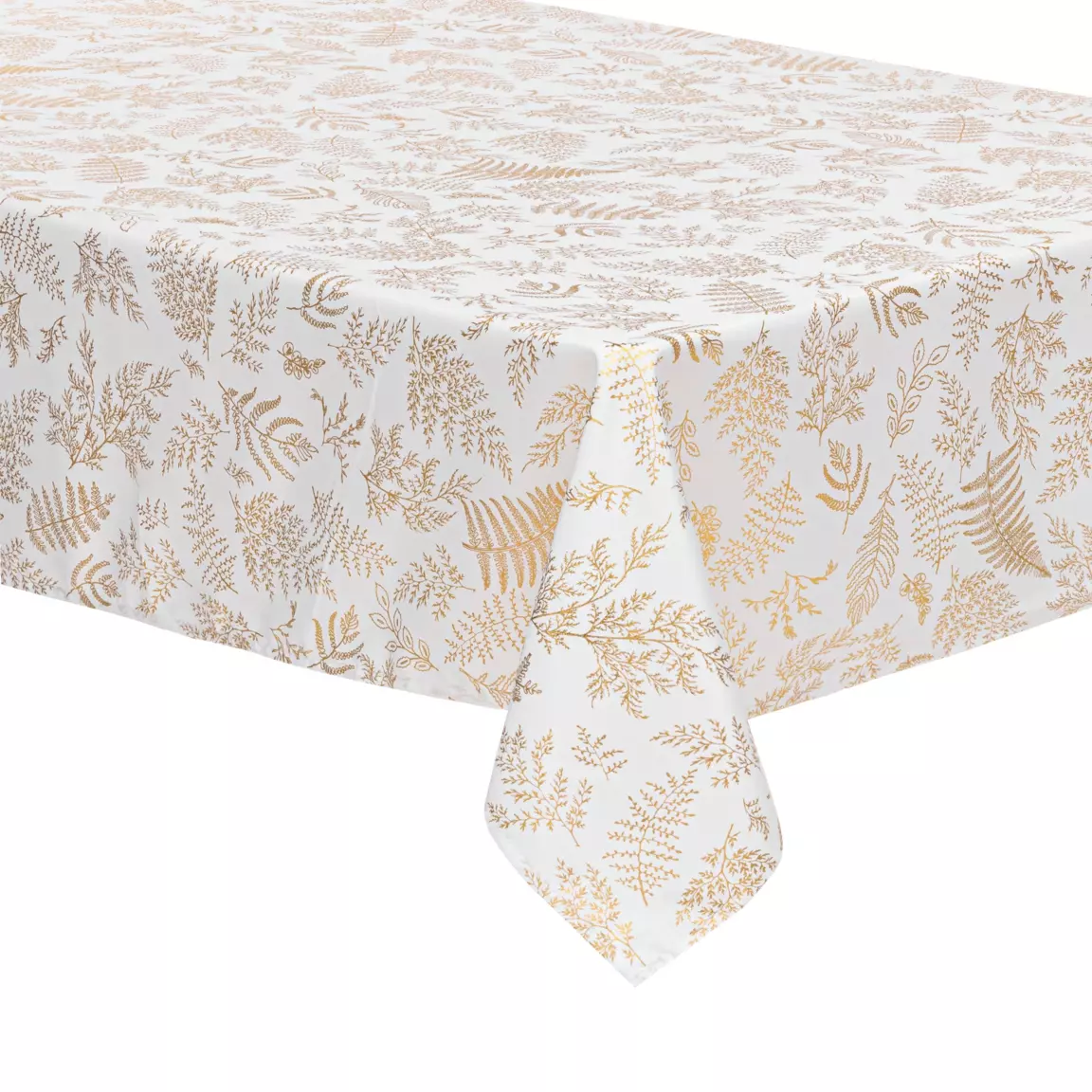 Nappe rectangulaire anti tache (140 x 240 cm) Feuilles d'or Blanc