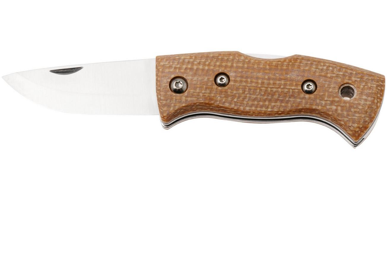 Helle 761 Berget, 2001763, Satin Sandvik 12C27, Mustard Jute Micarta bushcraft zakmes