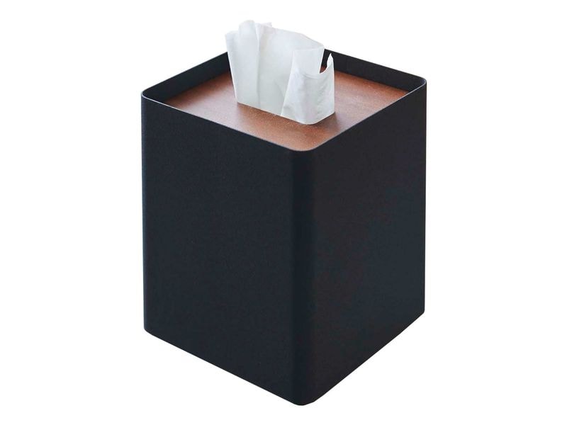 Yamazaki Kosmetiktuchbox Rin Schwarz Quadratische Taschentuchbox
