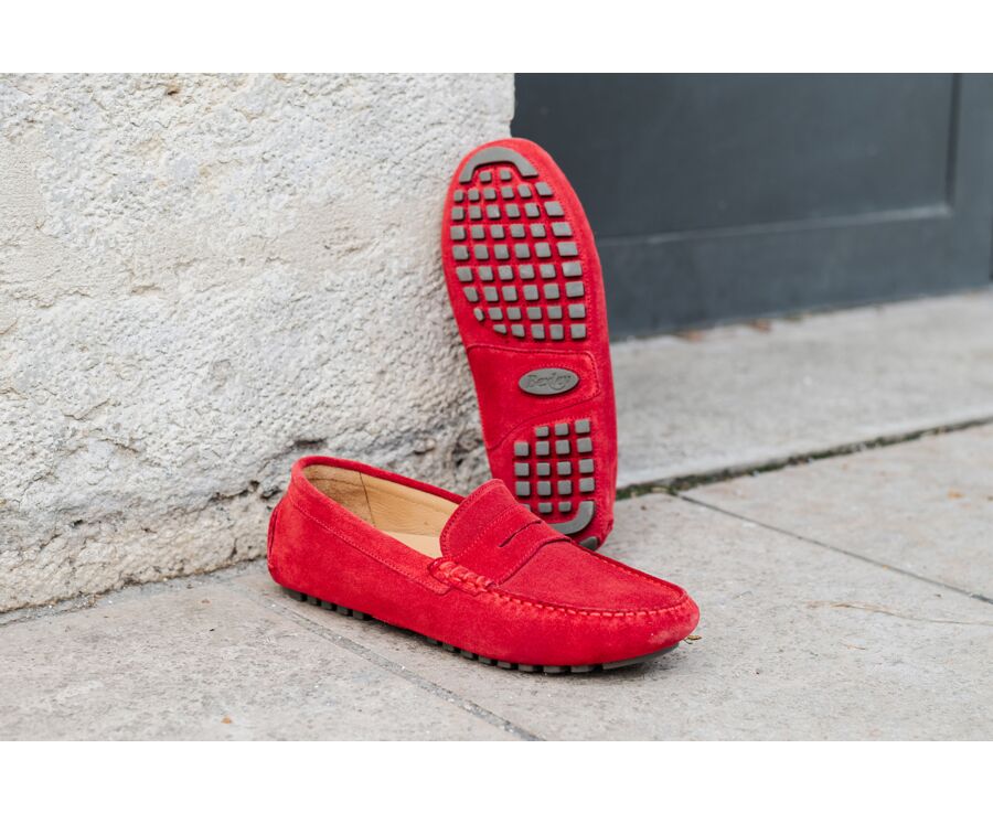 Mocassin été homme Velours Rouge Foncé - FERGUSON