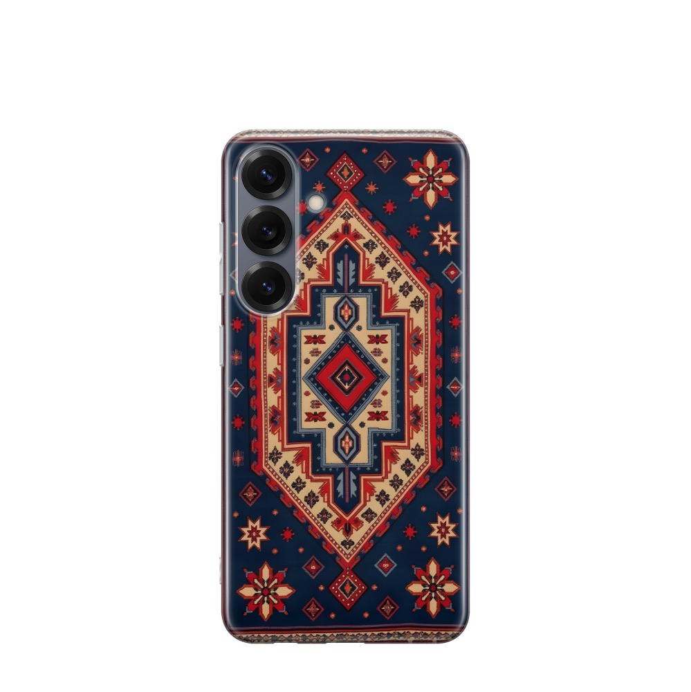 Samsung Galaxy S25 Gummi Hülle Kaschmir-Ornament - Burgundy