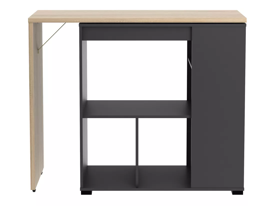 Meuble de bar pivotant avec rangements - Naturel et anthracite - SATURNE