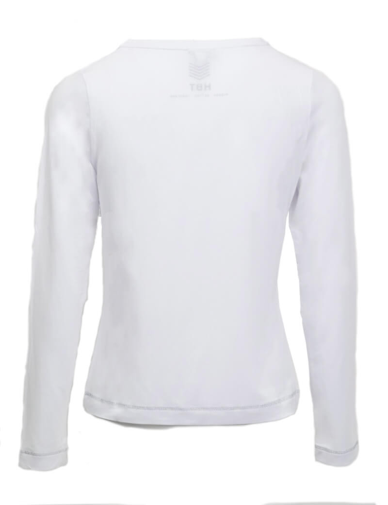 HBT BASICS - JUSTINE T-SHIRT MANCHES LONGUES MODAL CHEVRONS BLANC/ARGENTÉE