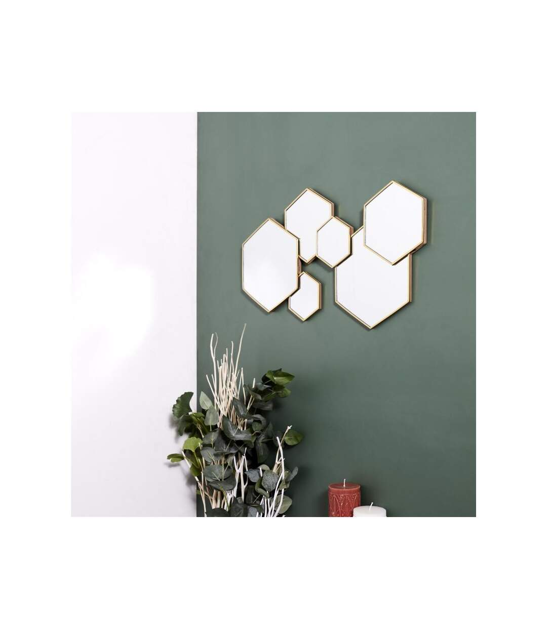 Paris Prix - Lot De 6 Miroirs Muraux hexagonal 57cm Or
