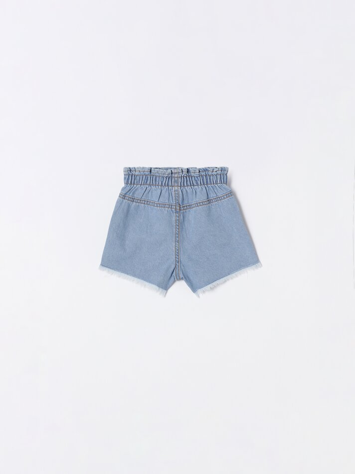 Shorts jeans estilo paperbag - Azul claro