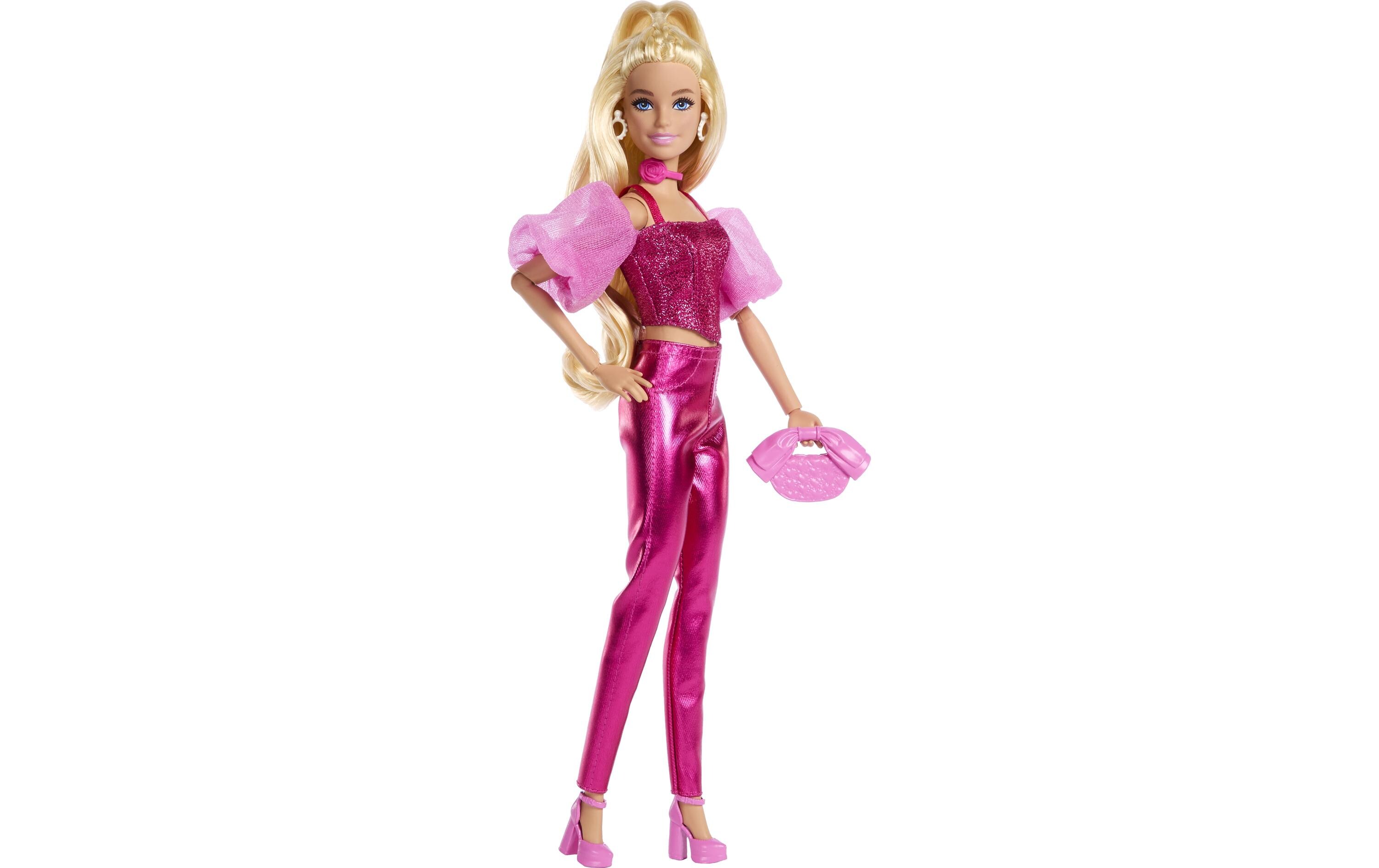 Puppe Deluxe Style Pink CorsetStyle-Modepuppe in rosafarbenem Metallic-Outfit mit Korsett-Top und Accessoires
