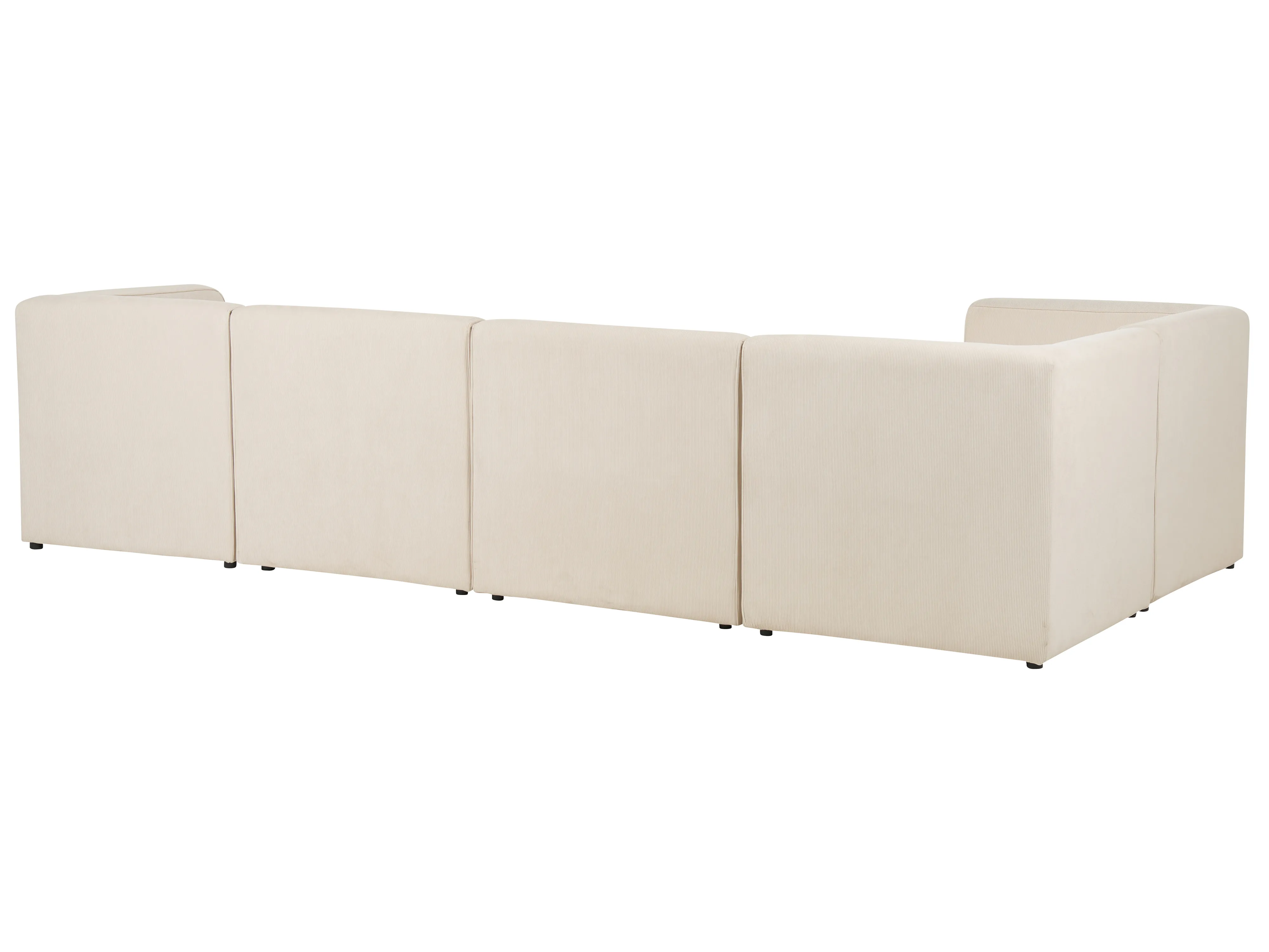 Modulaire hoekbank 5-zits LEMVIG Corduroy Lichtbeige met ottomaan rechtszijdig