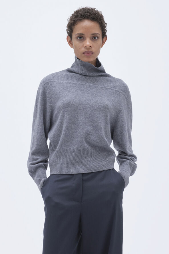 REMAIN High Neck Sweater Grey melange