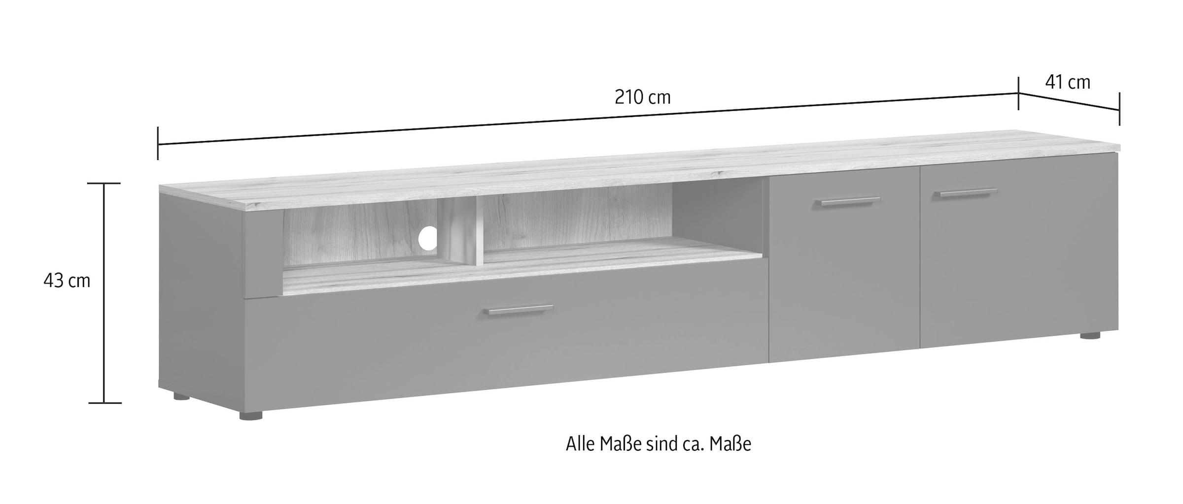 INOSIGN Lowboard »Estepona TV-Kommode« 1 Stk. tlg. TV-Board, Breite 210 cm, Elegant und modern