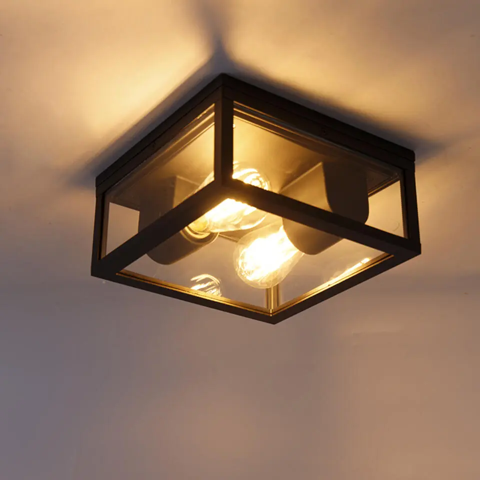 Qazqa plafondlampen buiten charlois zwart e27