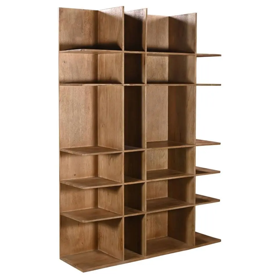 Wandkast Lichtbruin Mangohout - Open - 140x38x200cm - Lumo
