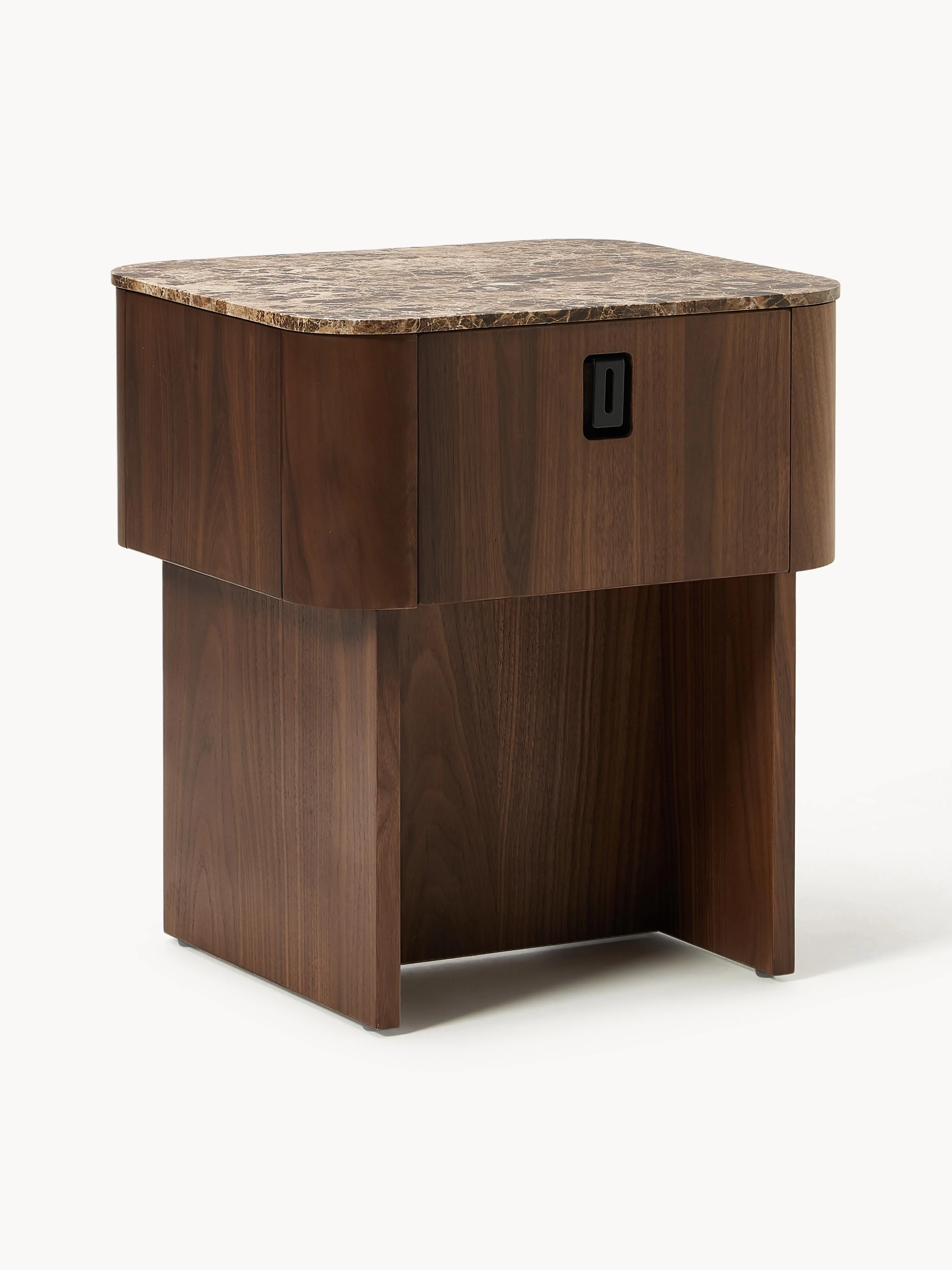 Houten nachtkastje Zumi met marmeren blad