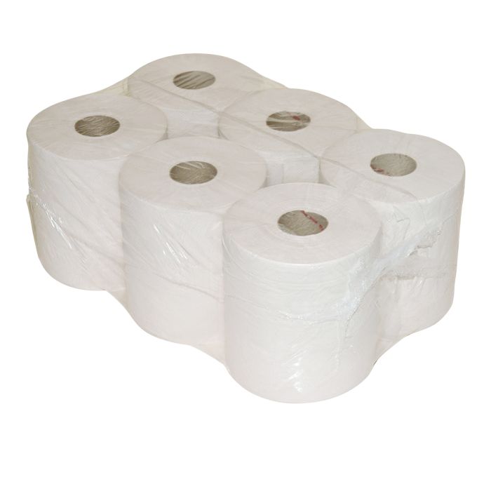 Poetsrollen 6 midirollen Centerfeed wit 270m 1-laags 6 rollen (118326)