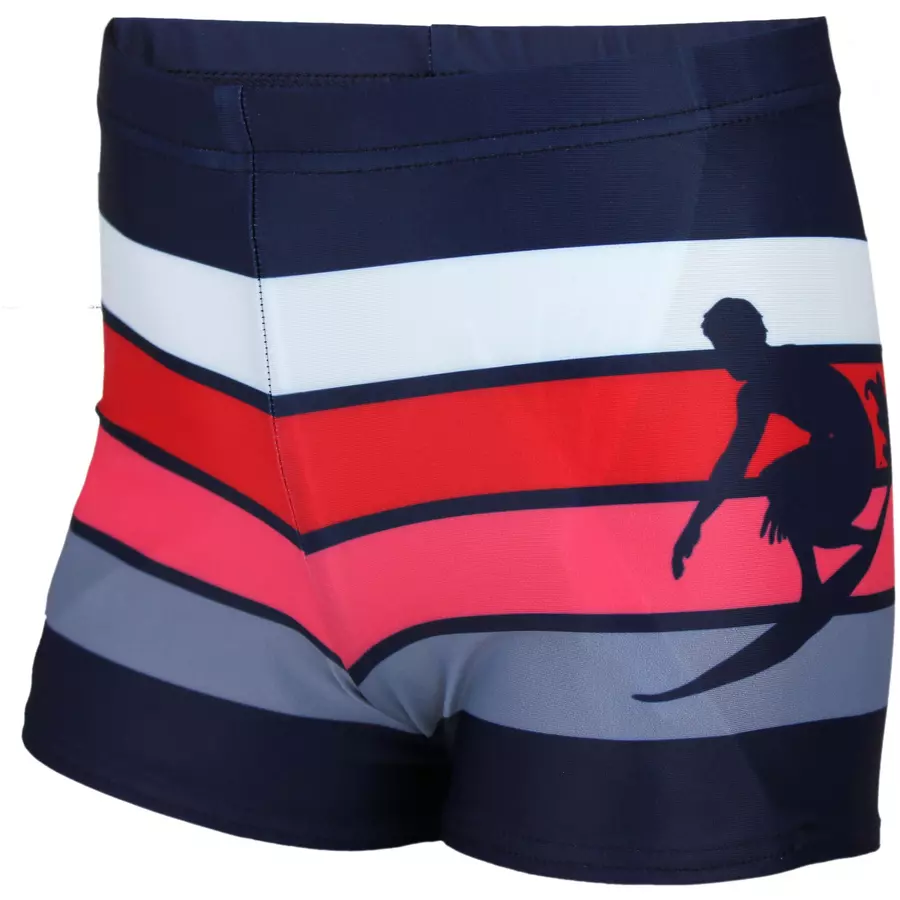 Aquarti Jungen Badehose Gestreift mit Motiven rotweiß