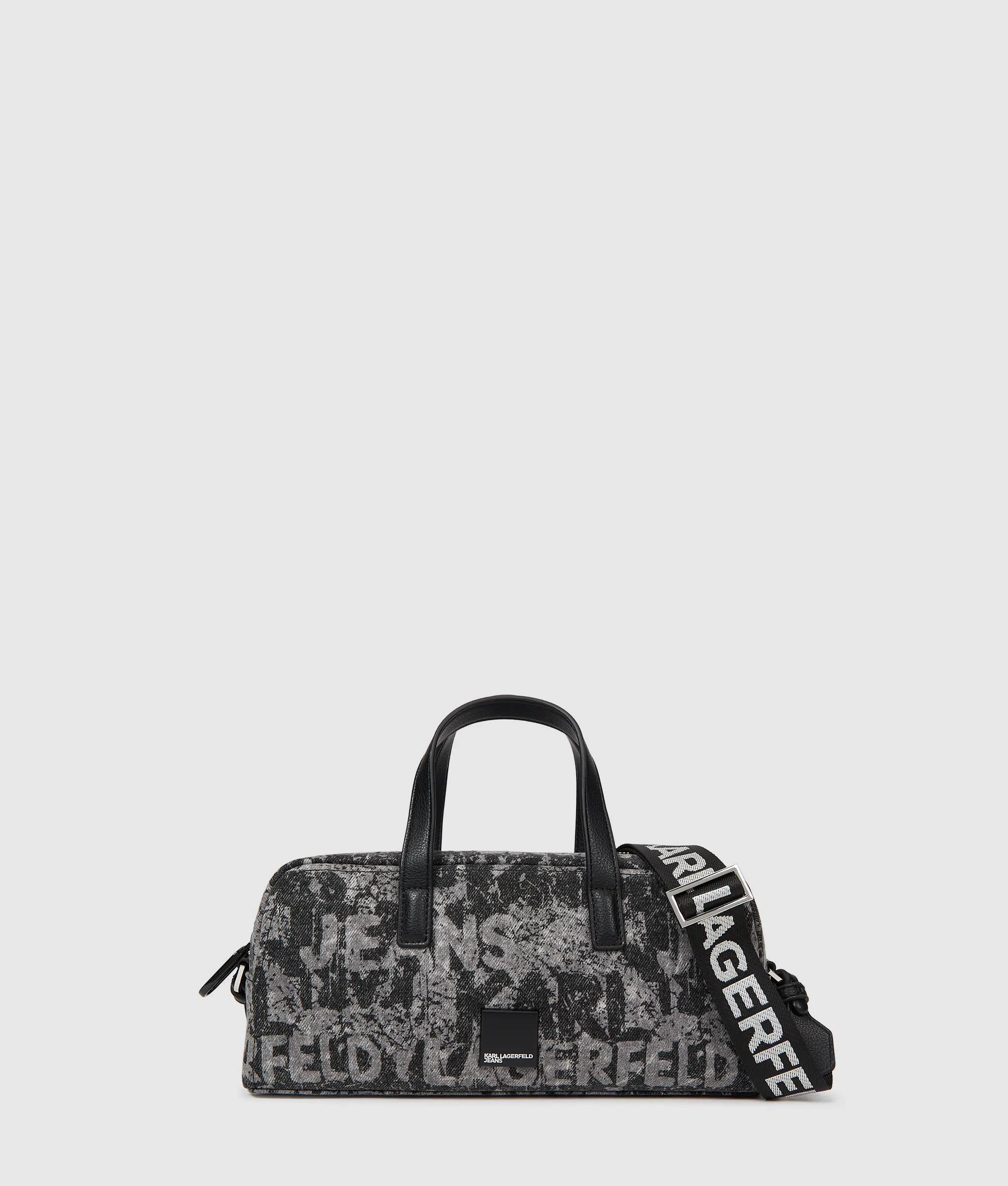 Denim bowlingtas met grafische print