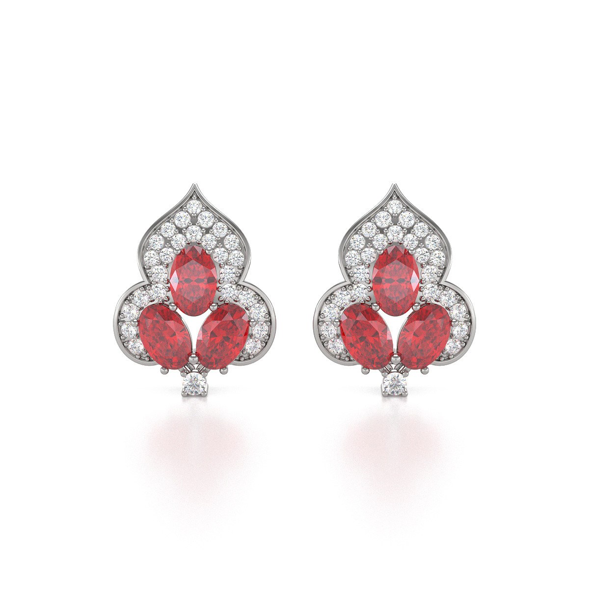 Boucles d'oreilles ADEN Rubis et Diamants sur Argent 925 3.5grs