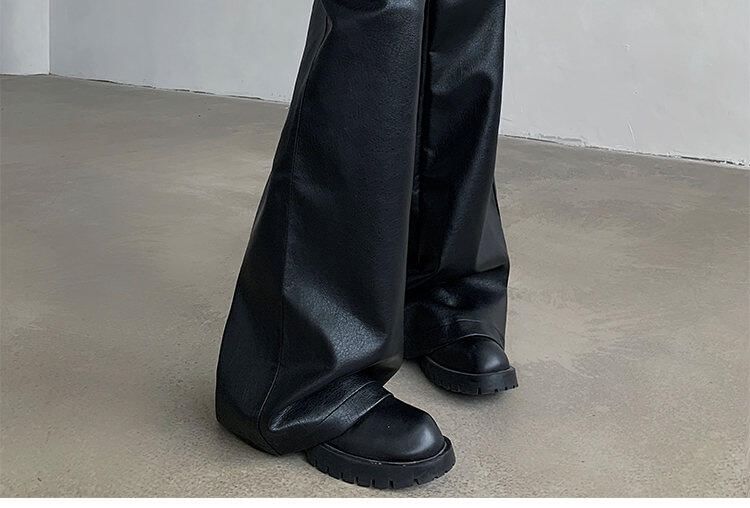 VEAZ - Hoge taille imitatieleren wijde broek