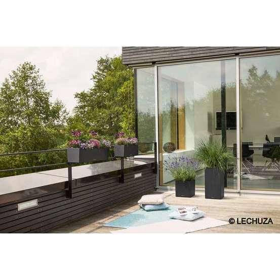 Jardinière balconera stone en plastiquenoir - 50x19x19 cm