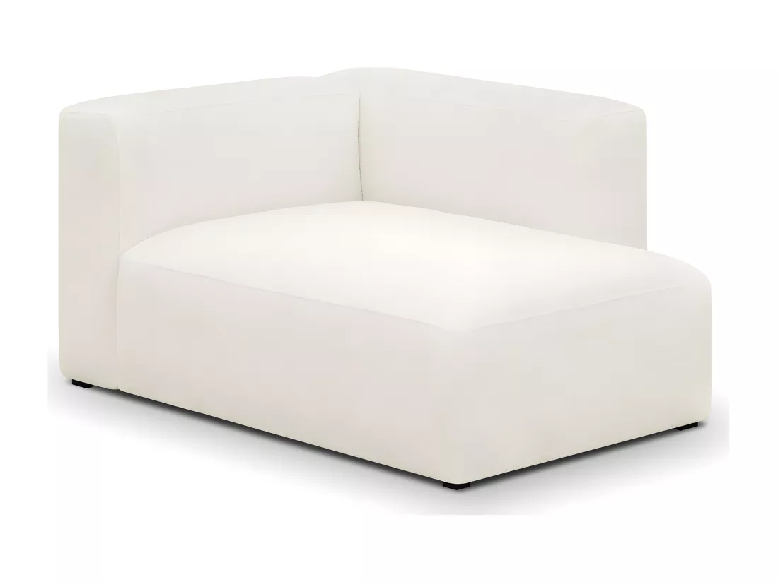 Méridienne d'angle à droite modulable en tissu bouclette écru - Modulo
