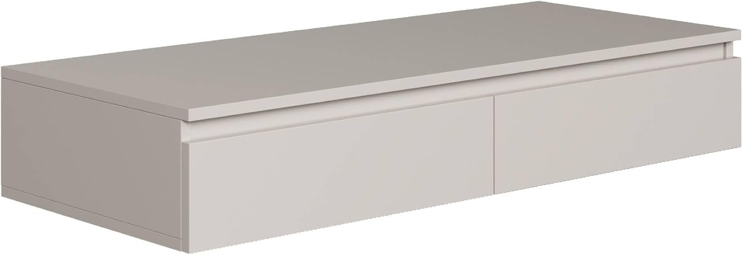Selsey Schminktisch Hängend Breite 120 cm Taupe Moderner Schminktisch Ohne Spiegel Mit 2 Schubladen Wandmontage, Spanplatte 16 mm, ABS-Kanten, Ideal für Stilvolle Inneneinrichtungen