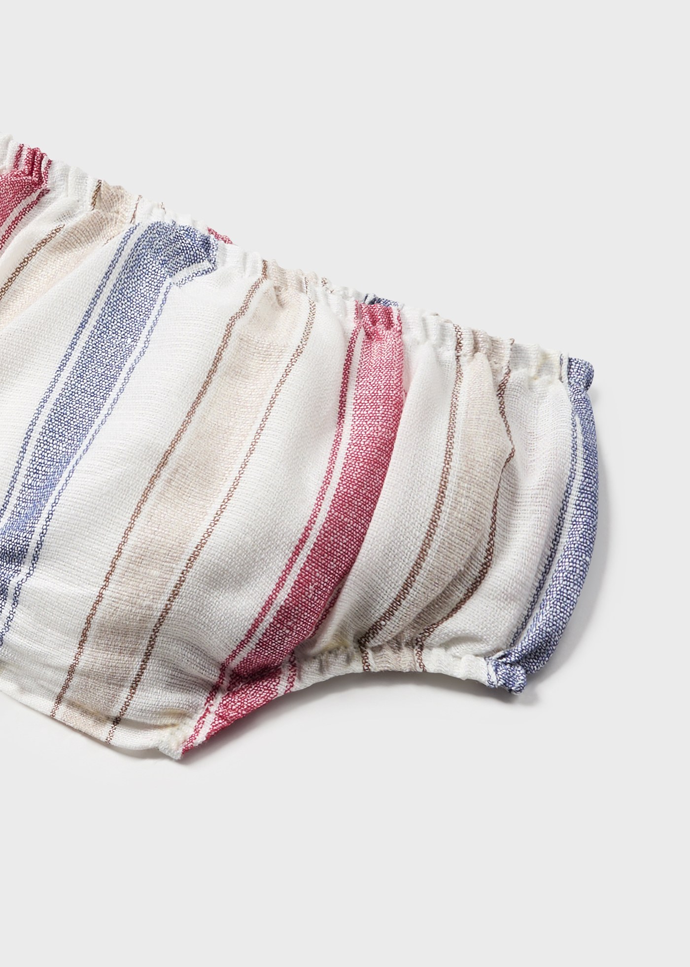 Vestido listrado de linho europeu para recém-nascido Tulita com capa para fralda