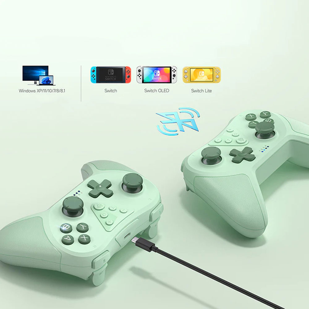 Kabelloser Bluetooth 5.0 Wireless Grip Game Controller für Nintendo Switch / Switch 2 / Windows (T37 / VG-M019) - Grün