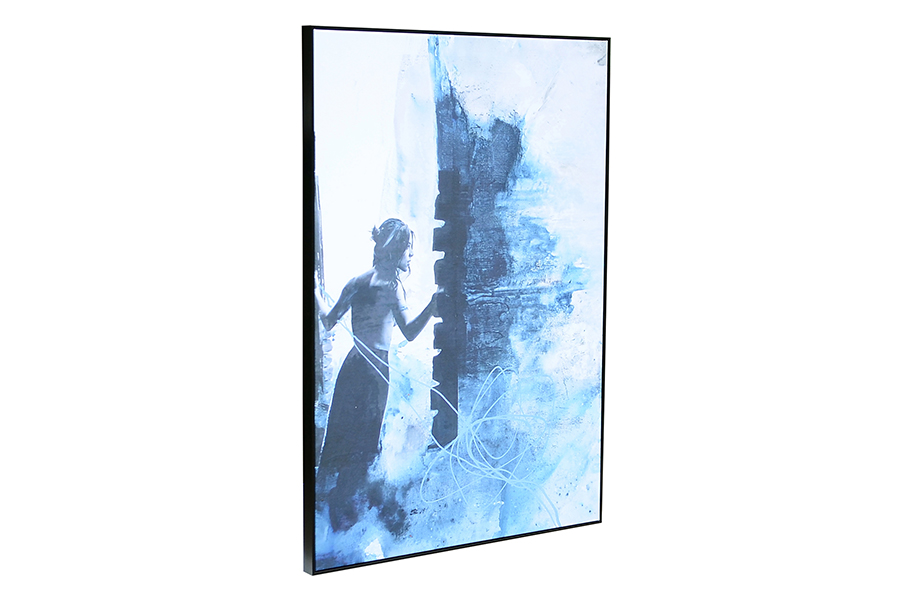Blue Sight bilde Blått kunstprint på lerret med sort ramme. 70x100 cm.