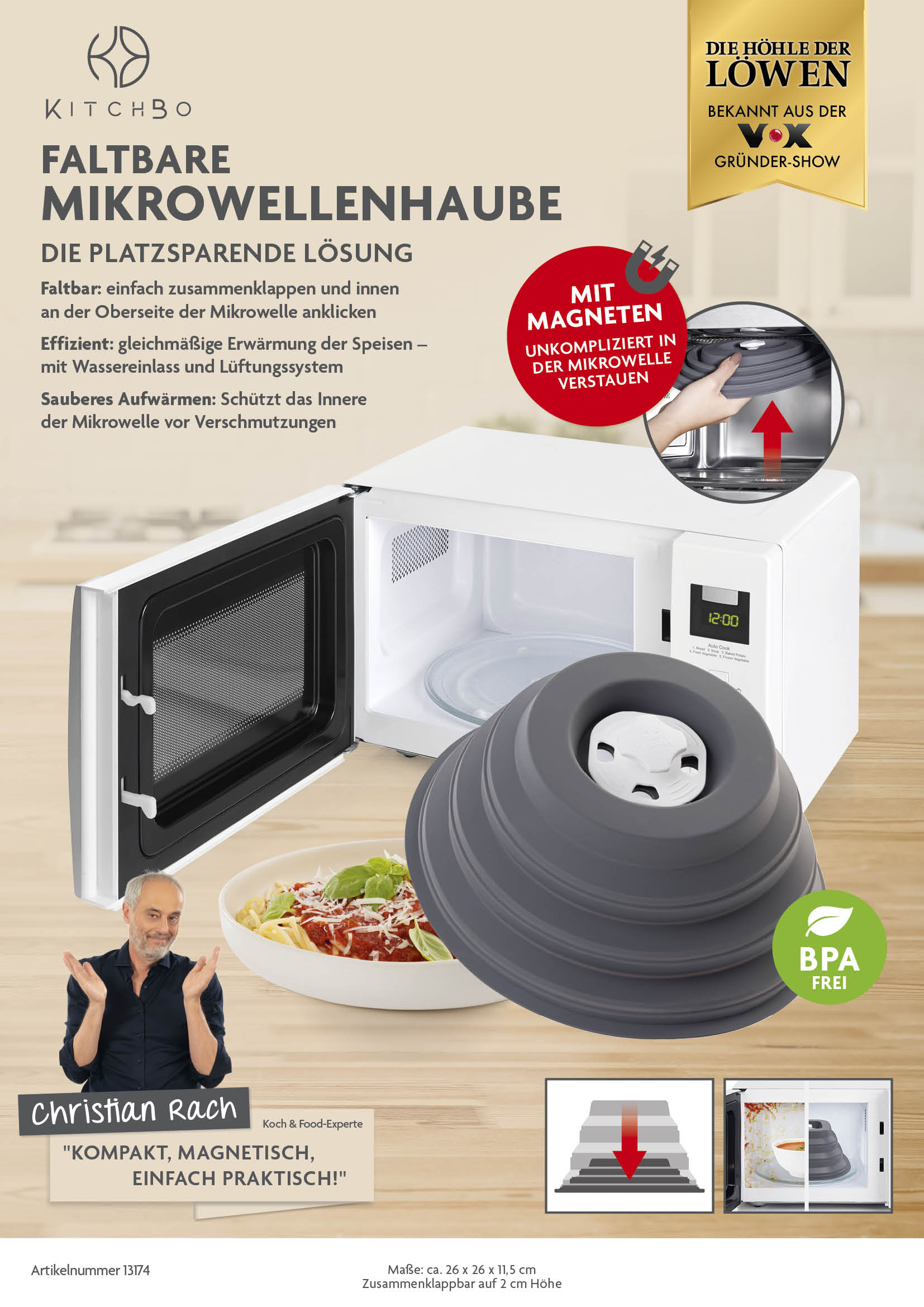 KitchBo Mikrowellenhaube faltbar 26x11,5cm
