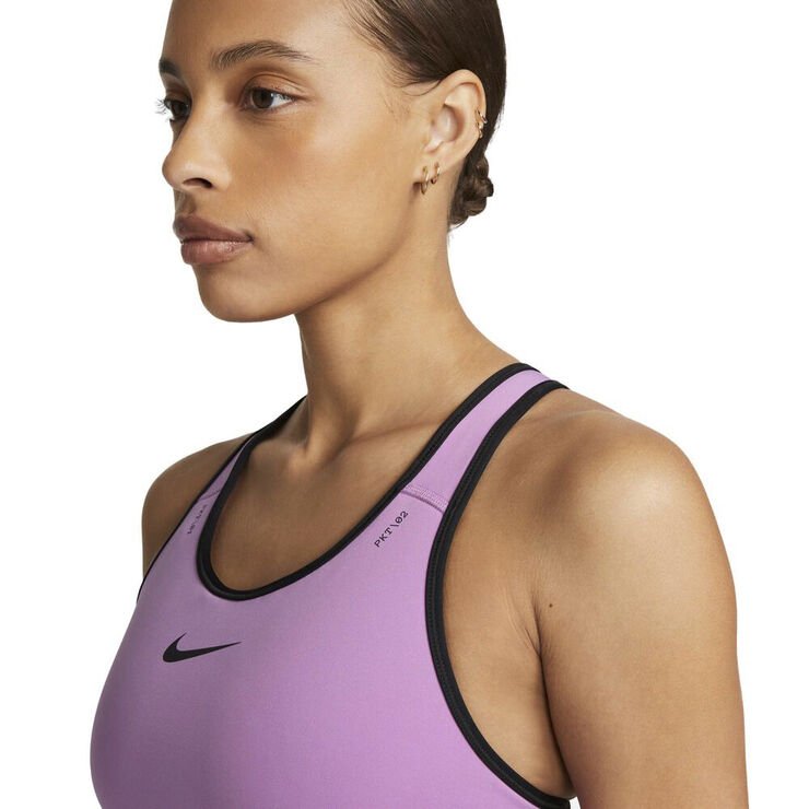 Nike Dri Fit Swoosh On The Run Medium Support Sports Bh M. Lomme Pink