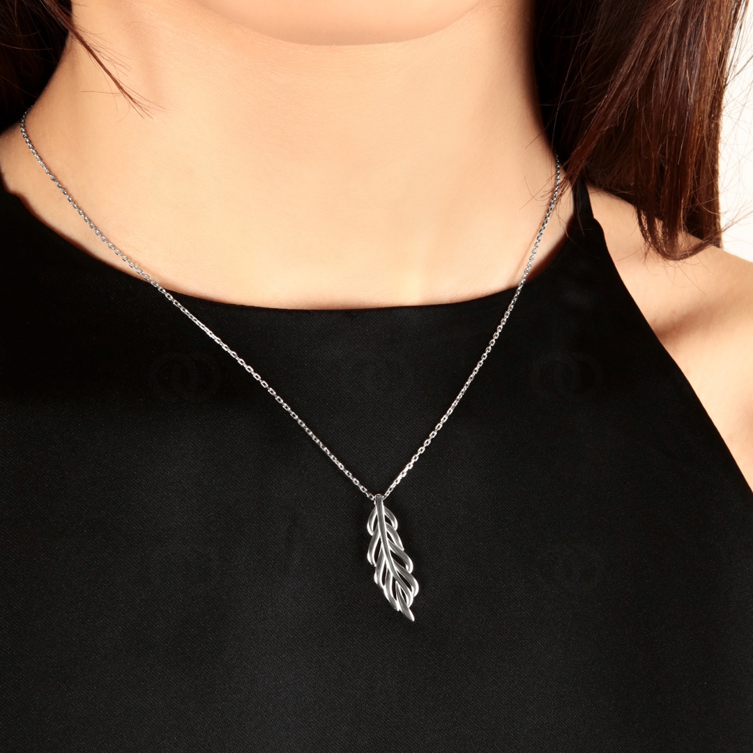 Collier 925 Silber rhodiniert Zweig 42cm